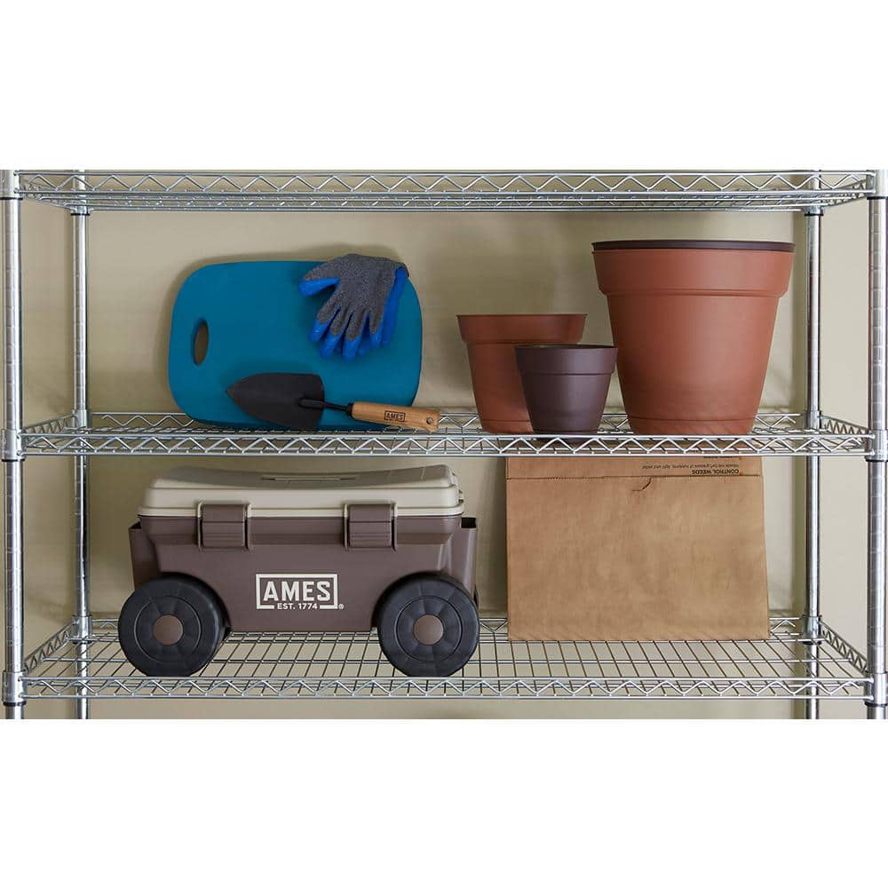 Brown and Beige Plastic Rolling Garden Storage Cart