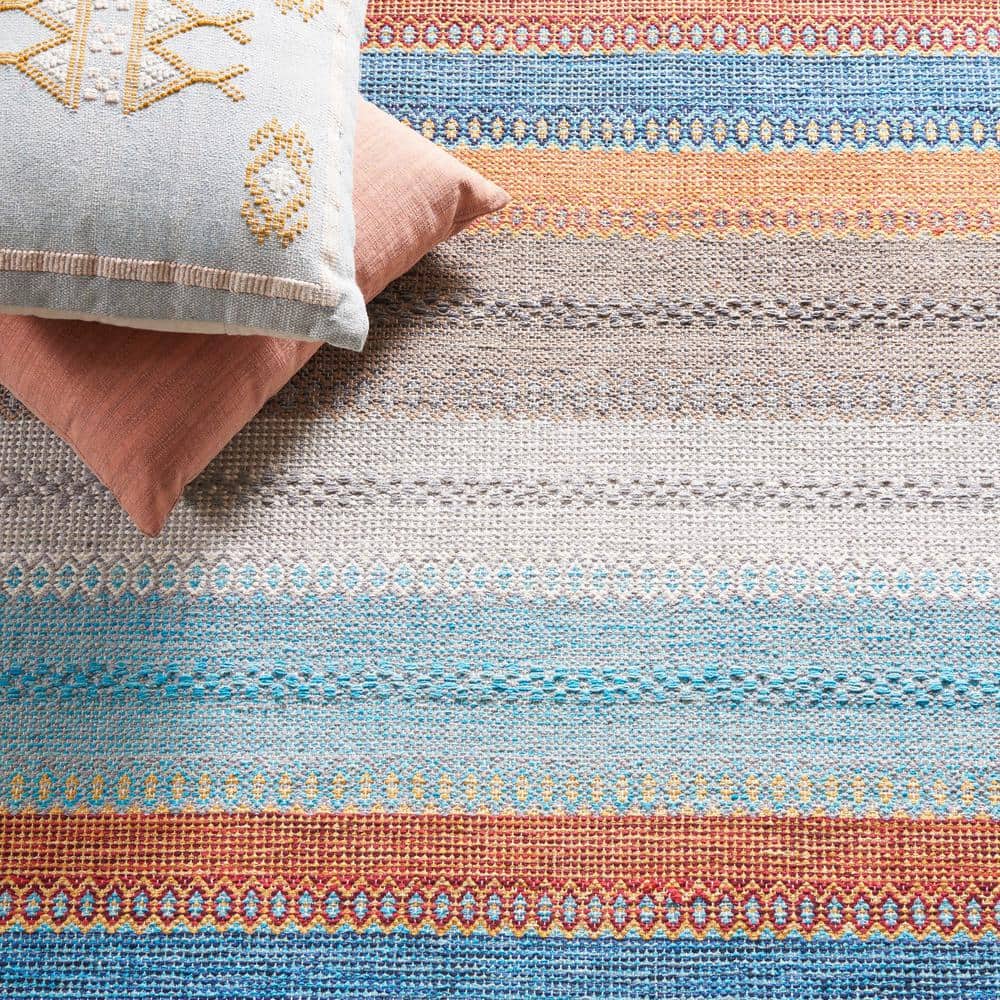 Coastal Charm Gray Stripe Handwoven Cotton Area Rug 8' x 10'