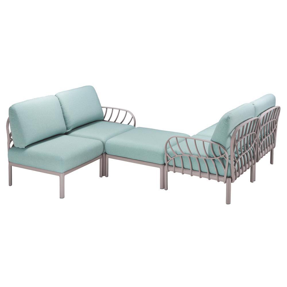 Laurel Inspired 31'' Gray Outdoor Ottoman with Seafoam Sunbrella Cushion