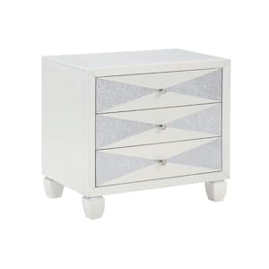 28 in. White 3-Drawer Wooden Nightstand