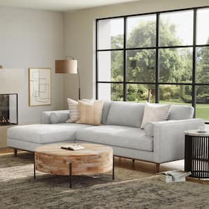 Morrison Mid Century Left Sectional 102 in. Wide Sofa Sectional in Mist Grey Woven-Blend Fabric