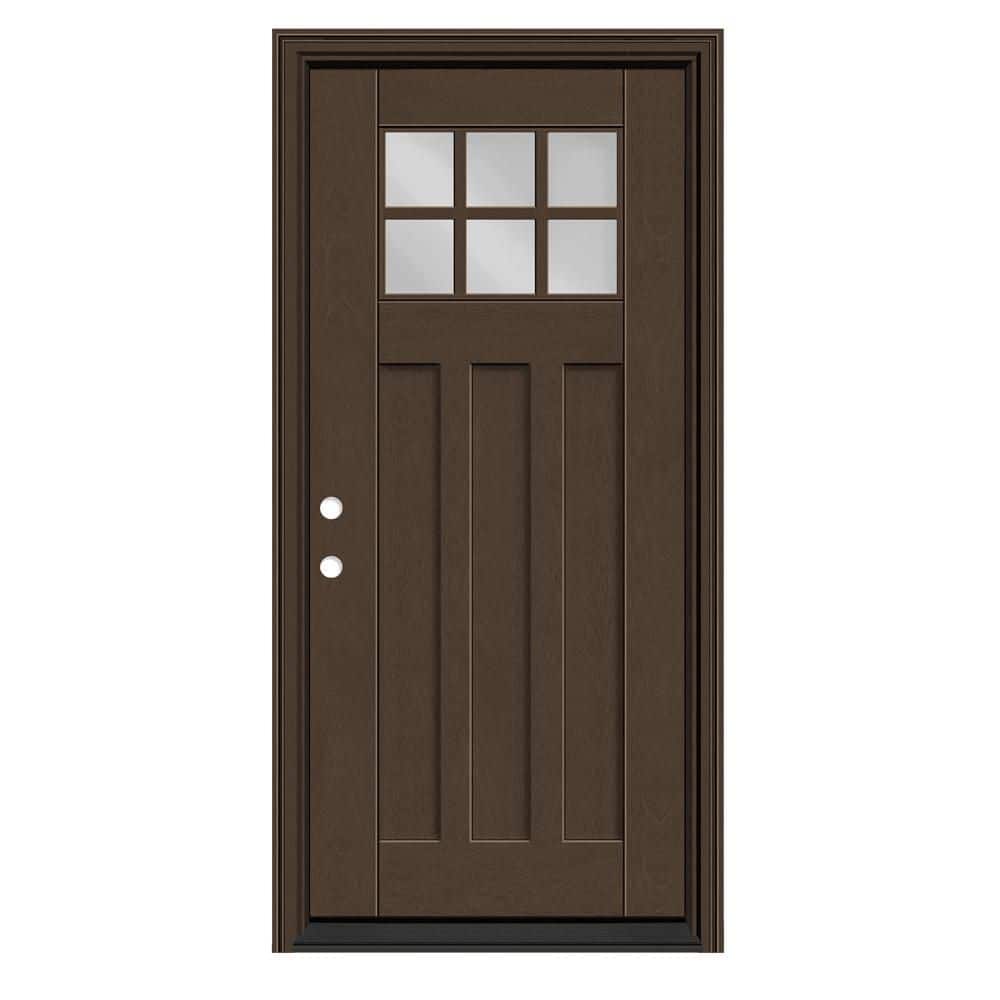 Regency 32 in. x 80 in. 6-Lite Toplite Clear Glass RHIS Hickory Mahogany Fiberglass Prehung Front Door with 6 in. Jamb price history on PriceWatchPro
