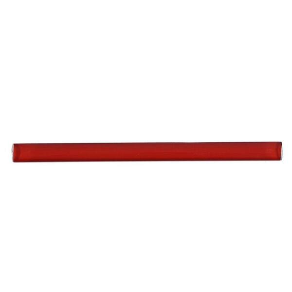 Ivy Hill Tile Red Lipstick Glass Pencil Liner Trim 0.75 in. x 2.75 in. Wall Tile Sample