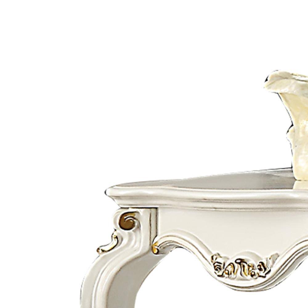 Luxurious Antique Pearl 27" Square Wood End Table with Storage Shelf