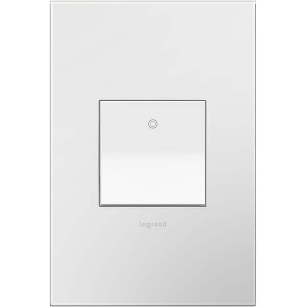 Legrand Adorne Paddle 15 Amp Single Pole/3-Way Decorator Switch with Wall Plate with Microban, White