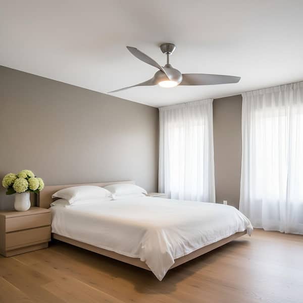 Topan Smart 60 in., Indoor/Outdoor Brushed Steel Downrod Mount Ceiling Fan with LED Light Kit and Remote Included