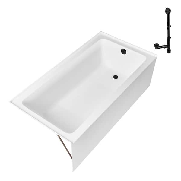 GA-306-14-BL 66 in. x 32 in. Acrylic Soaking Alcove Bathtub in Glossy White with Right-Hand Drain in Matte Black