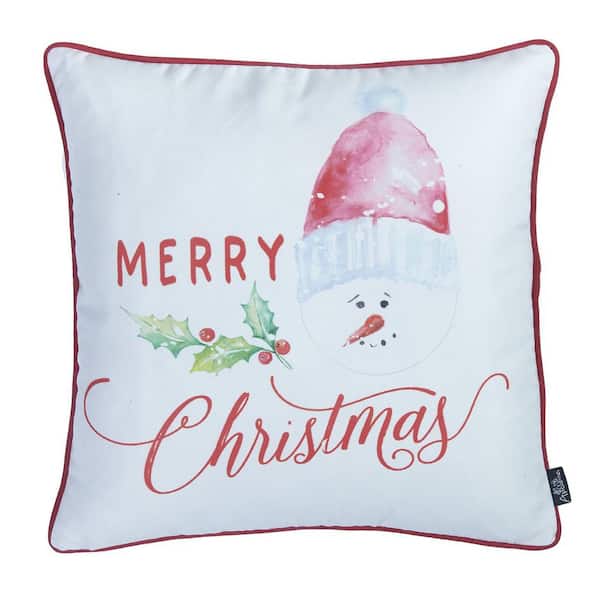 Throw Pillows for Bed Christmas Merry Christmas Christmas Snowman Leather  Pillow Case Bedding Pillows Decorative 