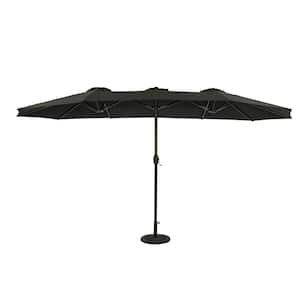 Eclipse 15 ft. Polyester Oval Dual Market Patio Umbrella in Black
