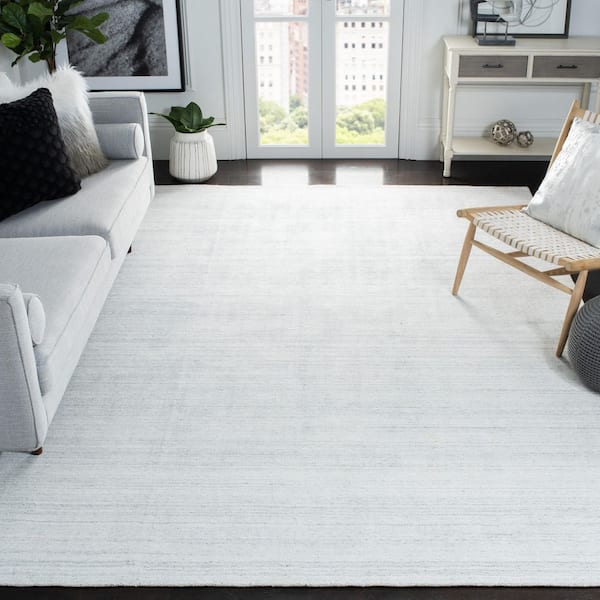Mirage 9 ft. x 12 ft. Ivory/Silver Distressed Striped Solid Color Area Rug