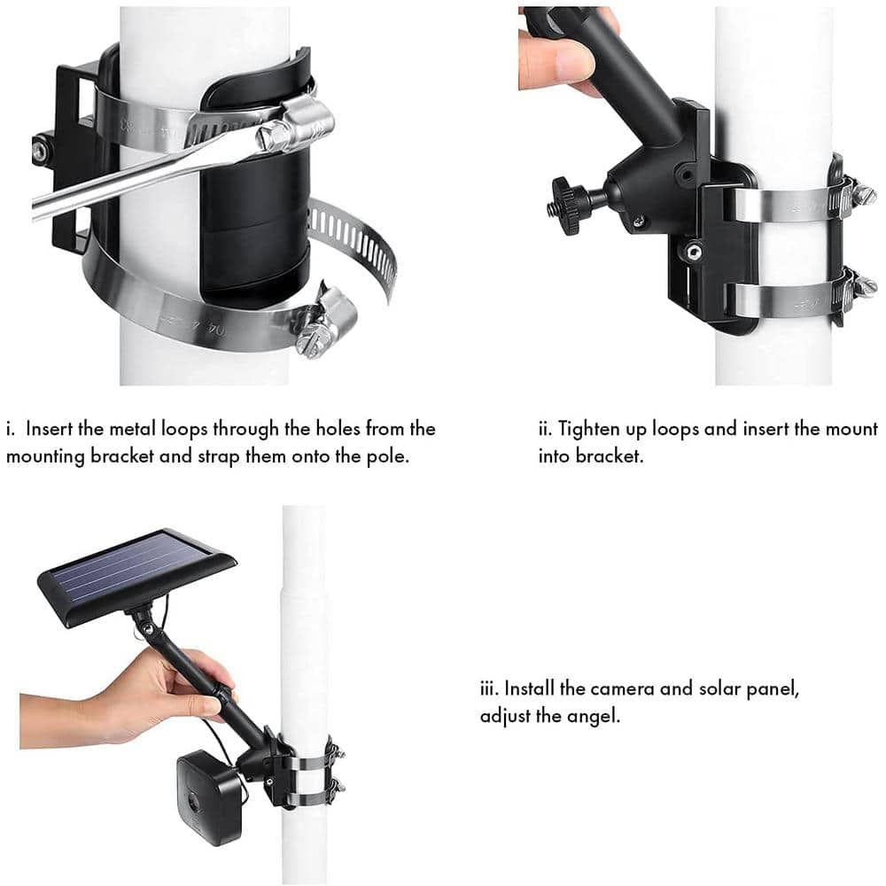 White Universal Pole Mount for Security Camera and Solar Panel