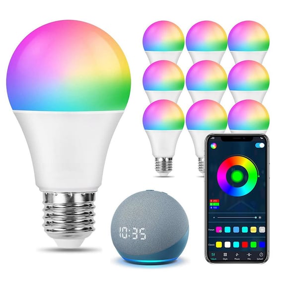 60-Watt Equivalent A19 Matter Smart E26 LED Light Bulb, RGB, 27K-65K, Alexa/Google SmartThings (6-Pack)