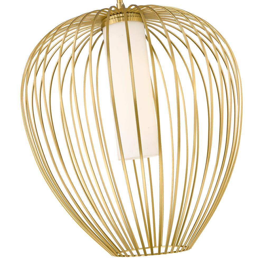 Modern Gold 22" Glass Pendant Light with Opal Shade