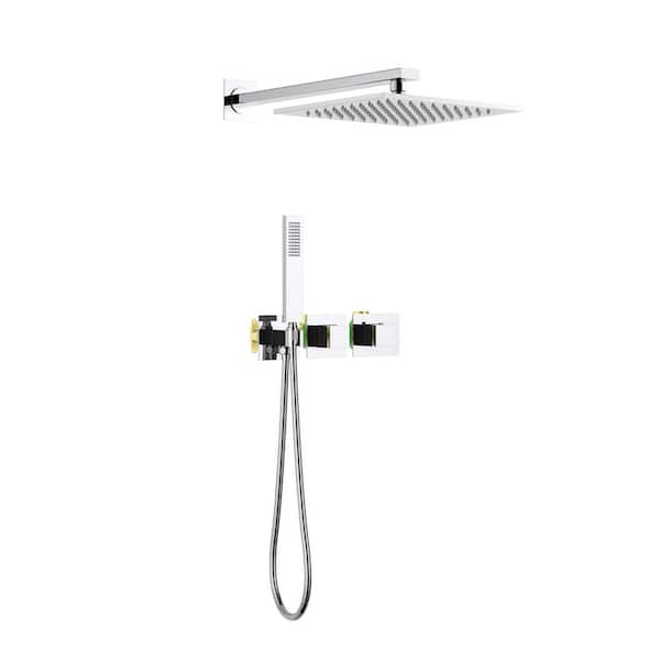 Unbranded Single Handle 1-Spray Cube 2-Function Thermostatic Shower Faucet 1.8 GPM with Corrosion Resistant in Chrome