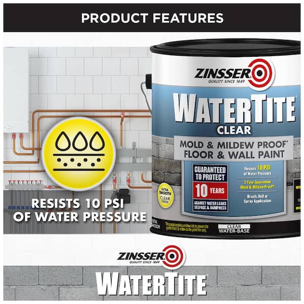 Zinsser 1 Gal Watertite Mold-Proof Waterproofing Paint Matte Clear (2-Case)