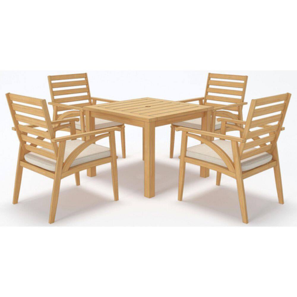 Plaza Natural Acacia Outdoor Dining Chair with White Cushions (4-Pack) price history on PriceWatchPro