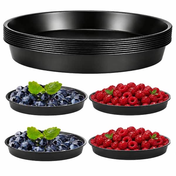 10 in Round Carbon Steel Nonstick Pie Pans Set Black Pizza and Baking Tins Bakeware Pan 8-Pack