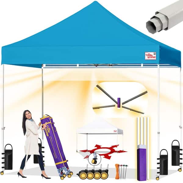 Tradesparker Commercial 8 ft. x 8 ft. Turquoise Pop Up Canopy Tent with Roller Bag