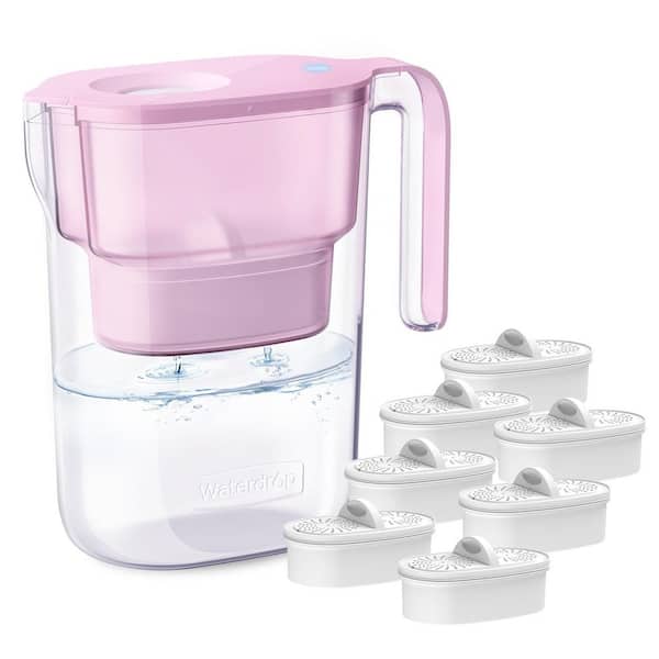 Water Filter Pitcher Included 1-Filter, 5X Times Lifetime, Lasts 200 gal. Reduces PFOA/PFOS, Extra 6-Replacement Filter