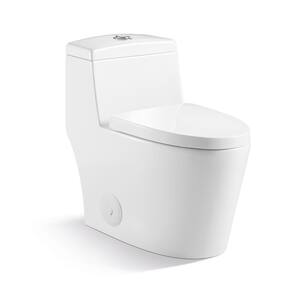 12 in. Rough-In 1-Piece 1.28 GPF Dual Flush Elongated Toilet in White, Seat Included