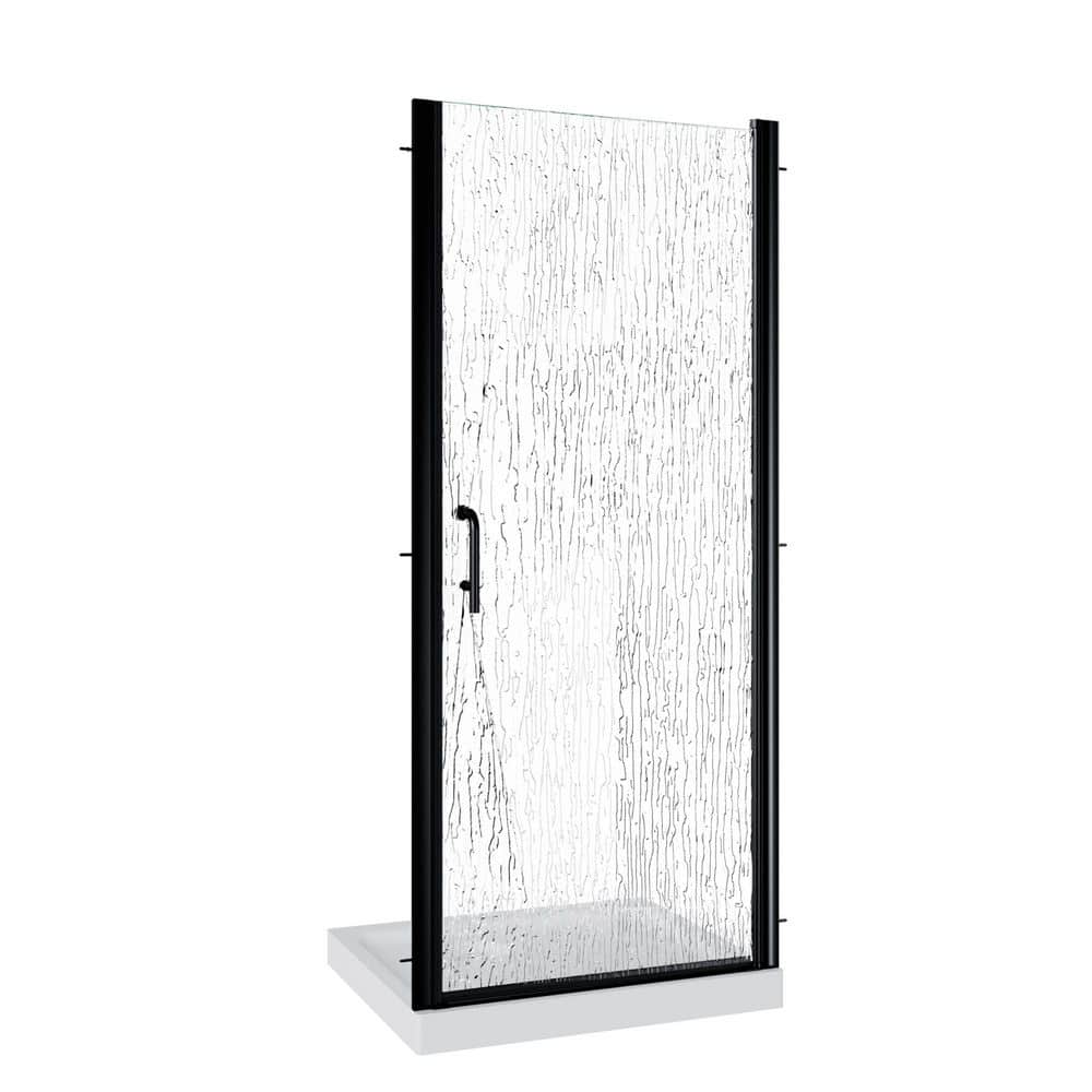 32-34 in. W x 72 in. H Semi-Frameless Pivot Shower Door in Black with Rain Glass price history on PriceWatchPro