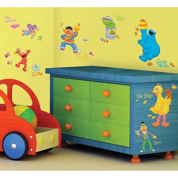 Roommates 5 In X 11 Sesame Street L And Stick Wall Decals 45 Piece Rmk1384scs The Home Depot - Abc 123 Wall Decals