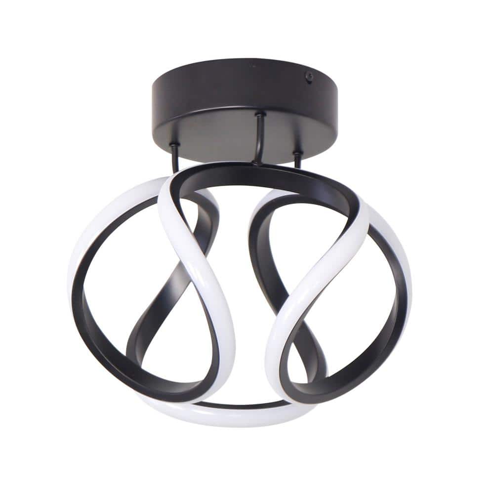 11 in. 1-Light Black Integrated LED Semi-Flush Mount for Entrance Hallway, 3000K Triac Dimmable price history on PriceWatchPro