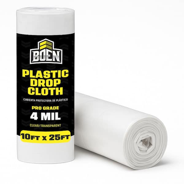 Painters Plastic Sheeting 10 ft. x 25 ft. 4 Mil Clear Plastic Drop Cloth