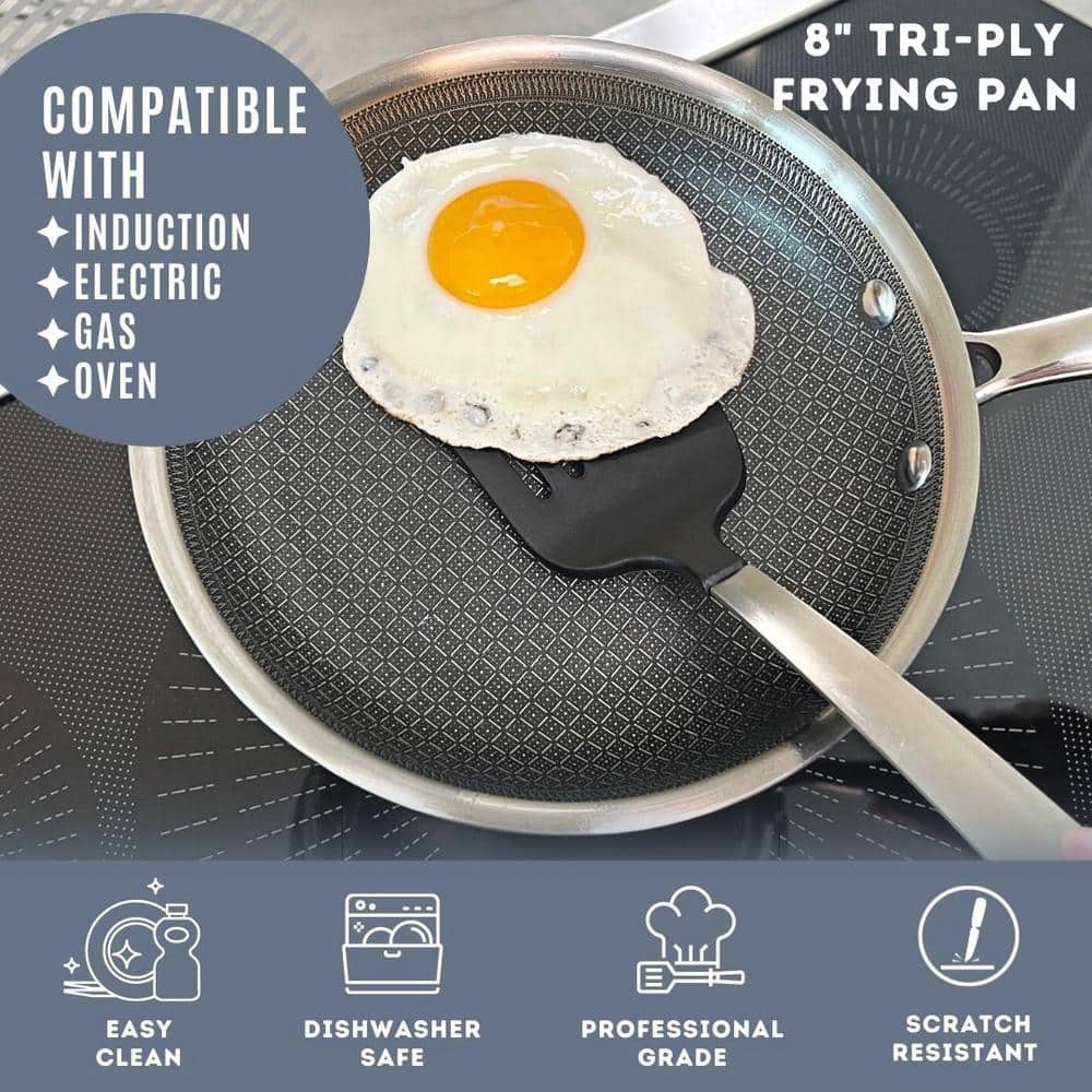8-Inch Stainless Steel Nonstick Frying Pan with Lid