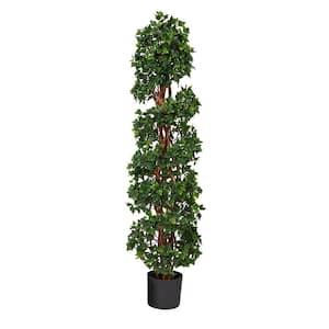 4.5ft. English Ivy Spiral Topiary Artificial Tree with Natural Trunk UV Resistant (Indoor/Outdoor)