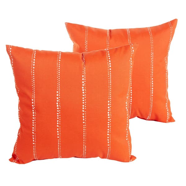 SORRA HOME Carlo Orange Square Outdoor Throw Pillow (2-Pack)