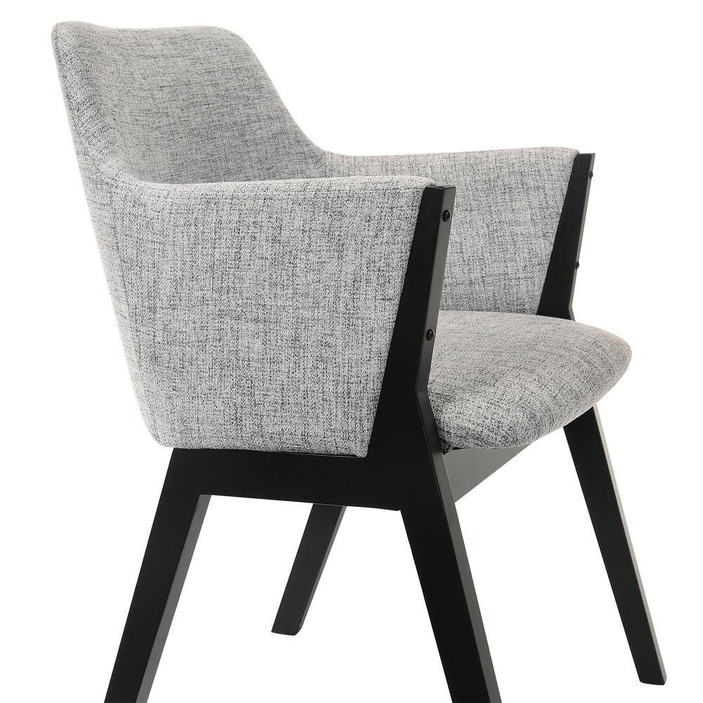 Set of 2 Gray Fabric and Black Wood Dining Chairs