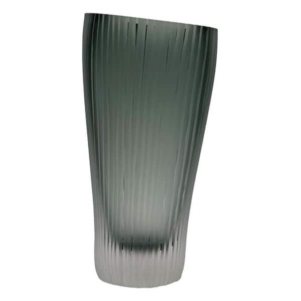 castellousa Smoke 11 in. Sandblaste Cylinder Glass Vase