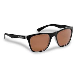 Fowey Polarized Sunglasses Crystal Matte Black Frame with Copper Lens