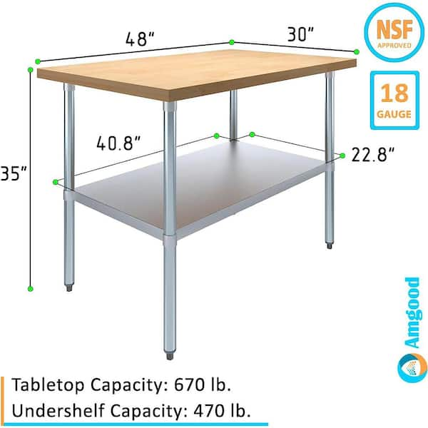 Prep table deals with wood top