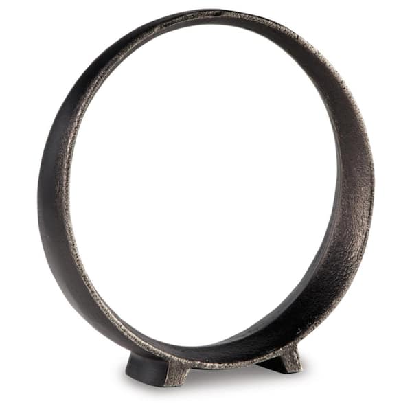 Signature DESIGN BY ASHLEY Ryandale Antique Black 11 in. x 11.5 in. Round Metal Sculpture