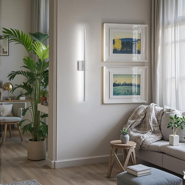 2-Light Nickel Dimmable Timing LED Wall Sconce with Remote Control, Wireless Installation (2-Pack)