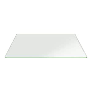 24 in. x 48 in. Clear Rectangle Glass Table Top, 1/2 in. Thick Beveled Edge Polished Tempered Radius Corners
