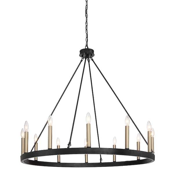 Vanity Art Farmhouse Vintage 12 Light Black And Brass Wagon Wheel Chandelier 10552bk Bd Vanity Art Farmhouse Vintage 12 Light, Farmhouse Wagon Wheel Chandelier Home Depot