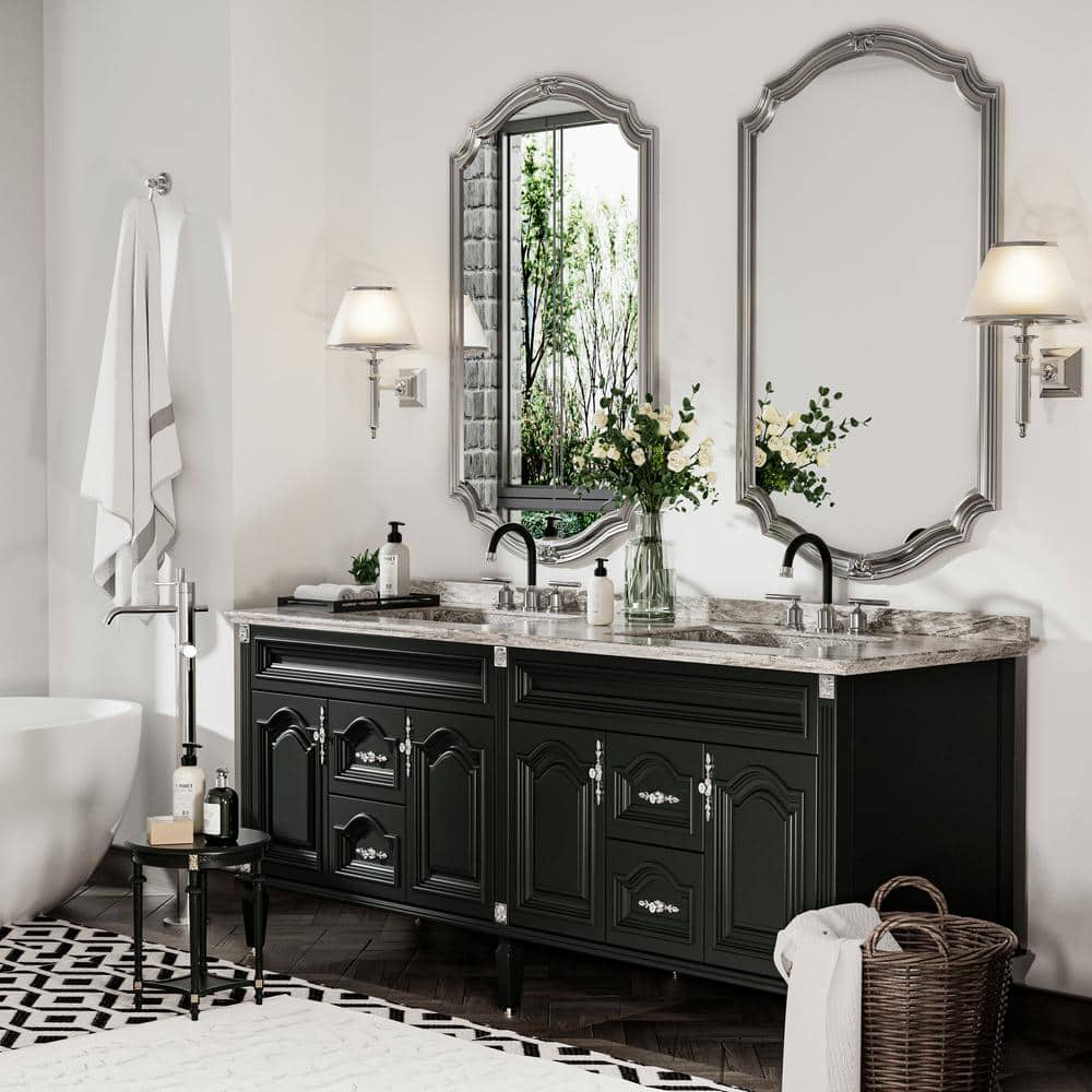 8 in. Widespread Double Handle Bathroom Faucet in Brushed Nickel and Black