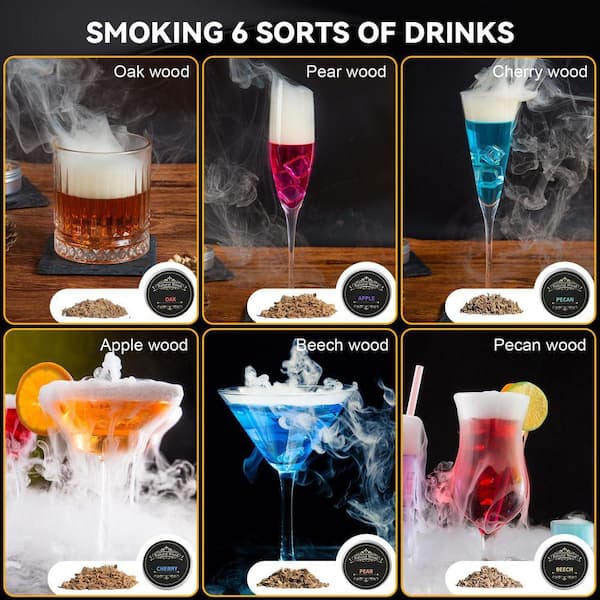 Lynzavix Black Electric Whiskey Smoker with 6 Wood Chip Flavors
