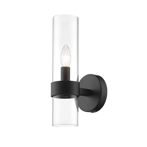 Unbranded Datus 6.5 in. 1-Light Matte Black Wall Sconce-Light with Glass Shade