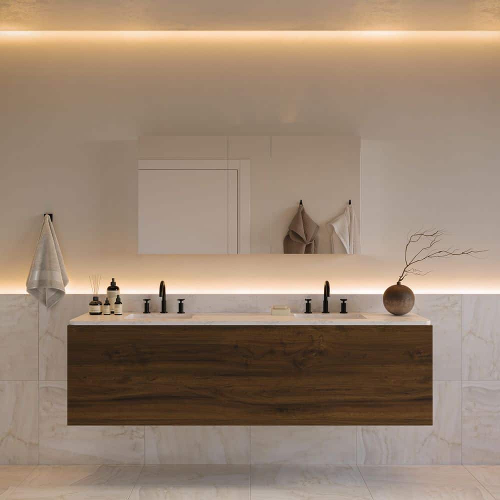 Senza 49" Wide Frameless Mirrored Bathroom Medicine Cabinet