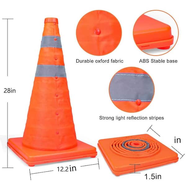 28 Traffic Safety Cone Black Base, 7 lbs - Traffic Cones For Less