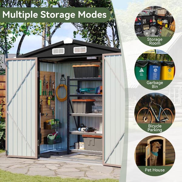 Sizzim 6 ft. W x 4 ft. D Outdoor Metal Storage Shed with Subfloor