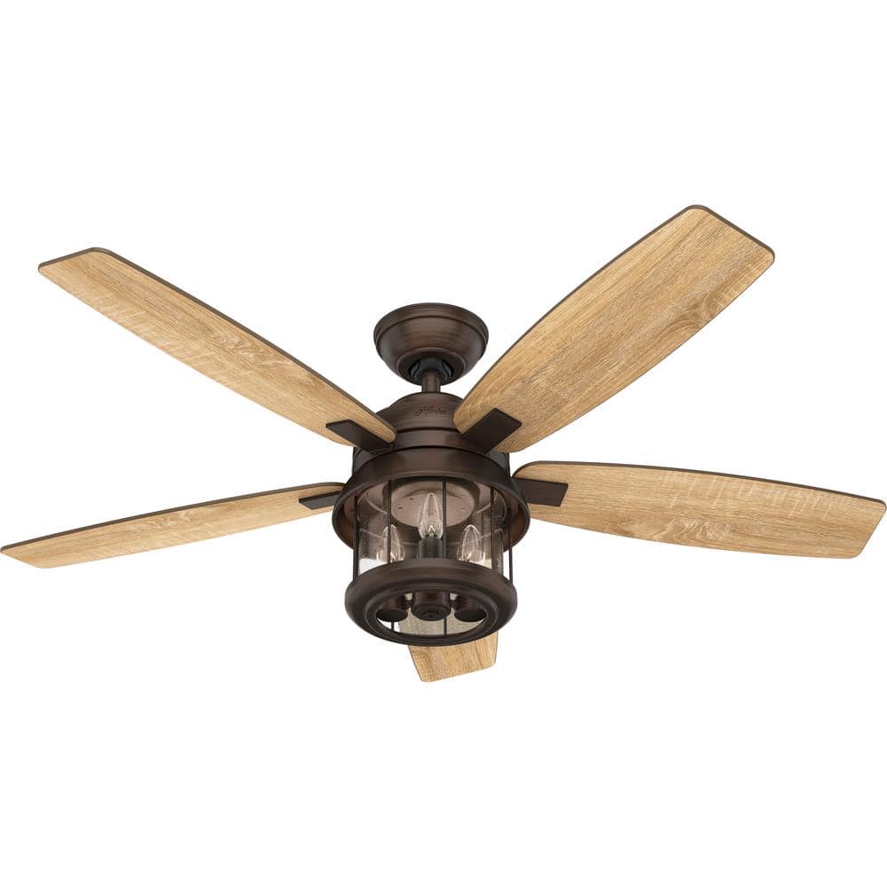 52" Weathered Copper Ceiling Fan with Light and Remote