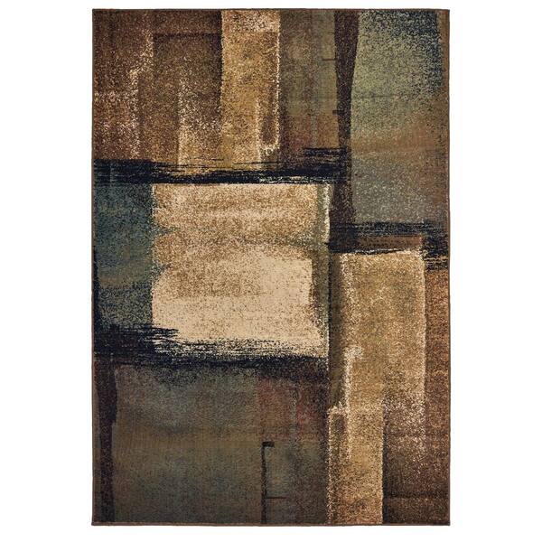 Lexington Brown/Blue 8 ft. x 10 ft. Abstract Block Area Rug019972 The Home Depot