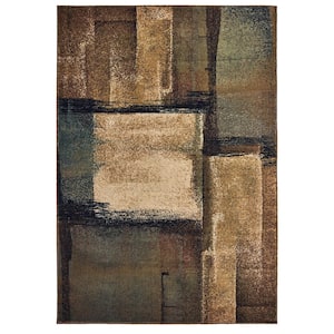 Lexington Brown/Blue 8 ft. x 10 ft. Abstract Block Area Rug