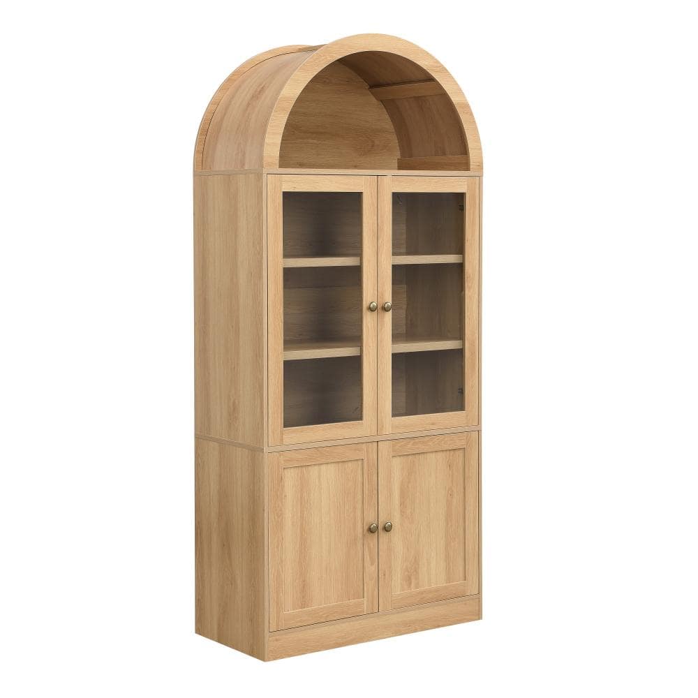 Avex Natural 71 in. H Modern Minimalist Arched Top Accent Storage Cabinet with Tempered Glass Doors and 5-Tier Shelves price history on PriceWatchPro