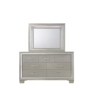 Glamour 7-Drawer Dresser with Mirror in Champagne